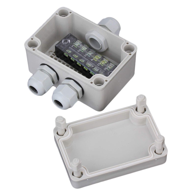 RDEXP White Gray Plastic Waterproof 6 Position Terminals Electric Junction Project Box for 5-10mm Dia Wire - Image 2